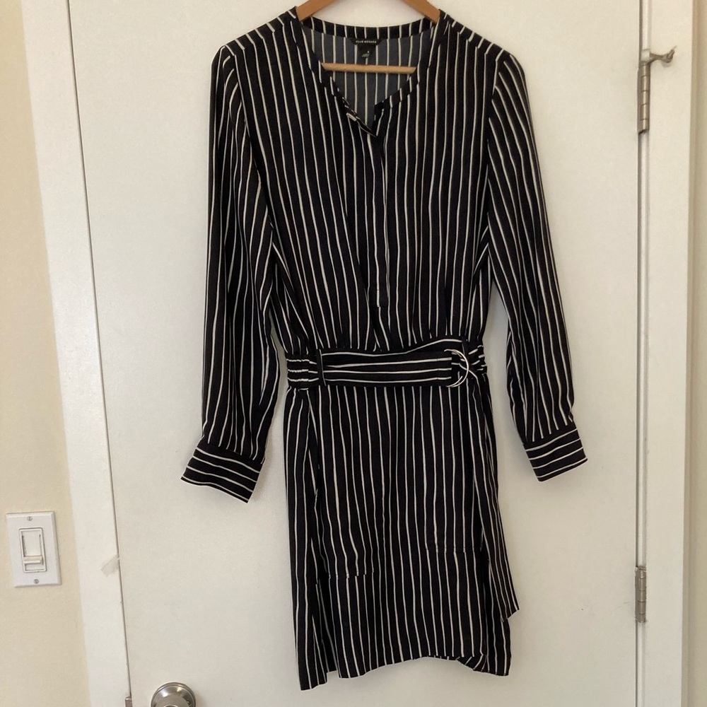 Club Monaco striped LS belted dress size 6